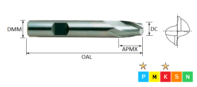 10.0mm 2 Flute Standard K30 Carbide Slot Drill (Flatted Shank)